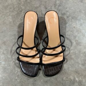 Journee Collection Black Croc Strappy Heel